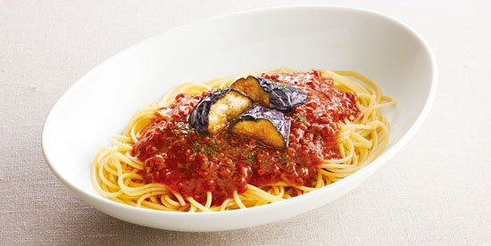 揚げナスのミートスパゲティ