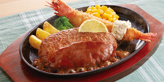 デミグラスハンバーグ＆有頭えびフライ（単品）